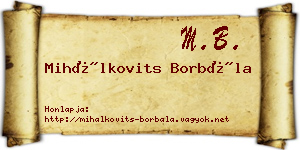 Mihálkovits Borbála névjegykártya